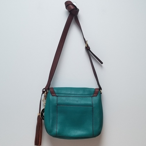 ISAAC MIZRAHI | TEAL PEBBLED LEATHER CROSSBODY BAG - Picture 15 of 15
